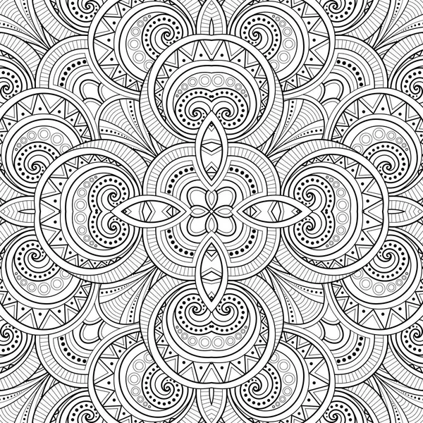 Monochrome Seamless Tile Pattern Fancy Kaleidoscope Dalam Bahasa Inggris Tekstur - Stok Vektor