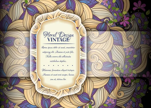 Dunkel Vintage Farbige Blumenschablone Vektor Illustration — Stockvektor