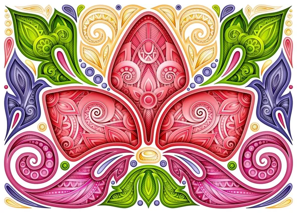 Colored Floral Background Paisley Garden Indian Style Decorative Composition Flowers — Stock Vector
