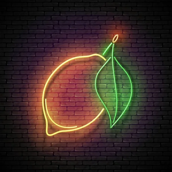 Винтажный Светящийся Знак Лемон Бесшовной Кирпичной Стене Шаблон Баннера — стоковый вектор