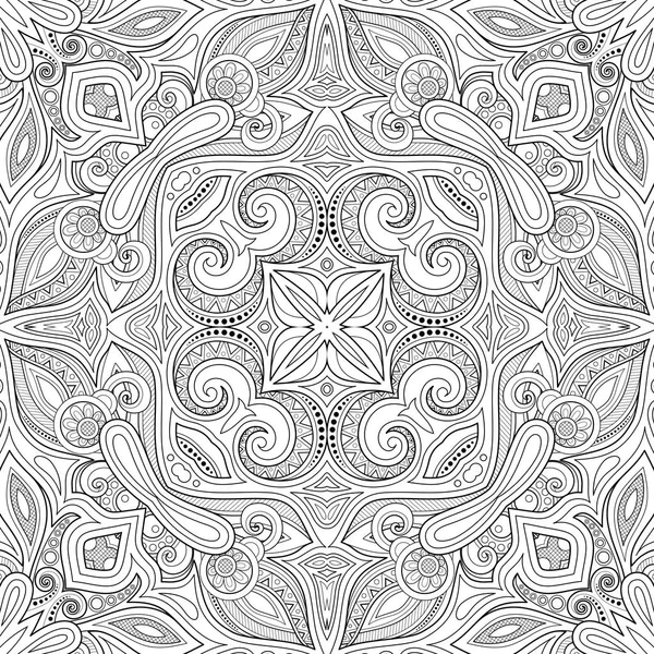 Monochroom Naadloze Patroon Met Mozaïek Motief Eindeloze Floral Patroon Paisley — Stockvector