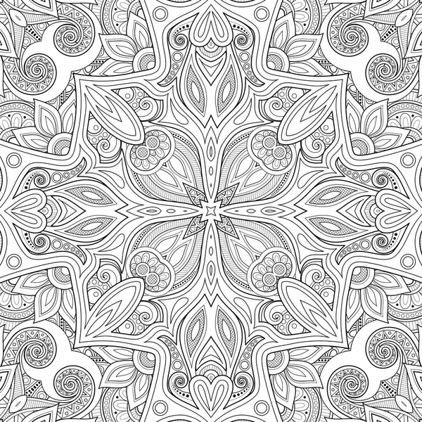 Modèle Sans Couture Monochrome Avec Motif Mosaïque Texture Florale Sans — Image vectorielle