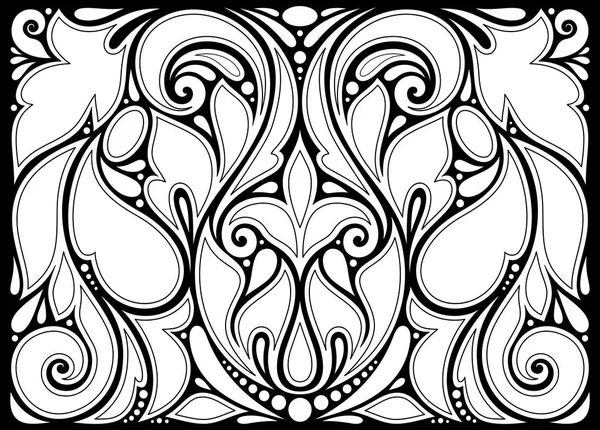 Fondo Floral Monocromático Paisley Garden Indian Style Composición Decorativa Con — Archivo Imágenes Vectoriales