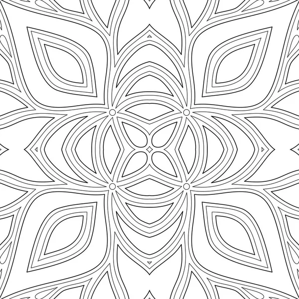 Fekete Fehér Seamless Pattern Virágos Etnikai Motívum Végtelen Textúra Absztrakt — Stock Vector