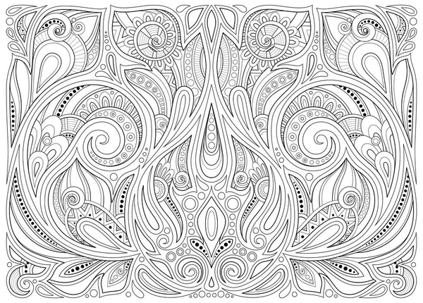 Monochrome Floral Background Paisley Garden Indian Style Decorative Composition Flowers — Stock Vector