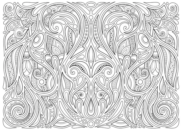 Monochrome Floral Background in Paisley Garden Indian Style — Stock Vector