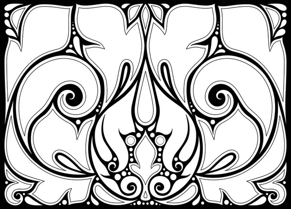 Fekete Fehér Virág Háttérben Paisley Kert Indiai Stílusban Dekoratív Kompozíció — Stock Vector
