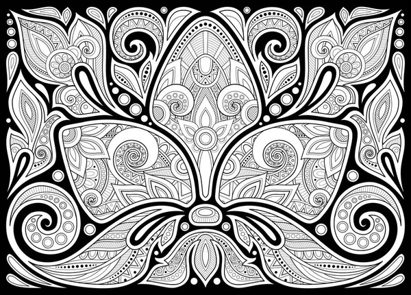 Monochromen Floralen Hintergrund Paisley Garten Indischen Stil Dekorative Komposition Mit — Stockvektor