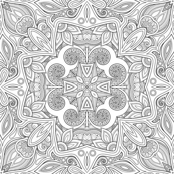 Monokrom Sömlösa Mönster Med Mosaik Motiv Ändlösa Blommig Konsistens Paisley — Stock vektor