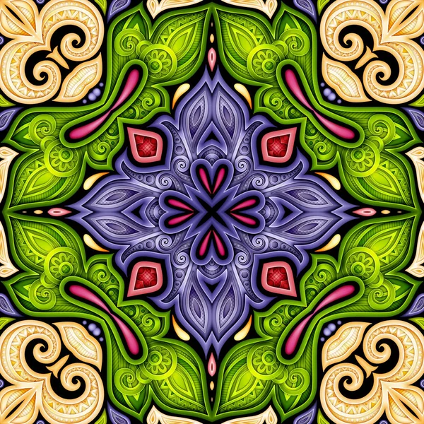 Farbige Nahtlose Muster Mit Mosaikmotiv Endlose Florale Textur Paisley Indischen — Stockvektor