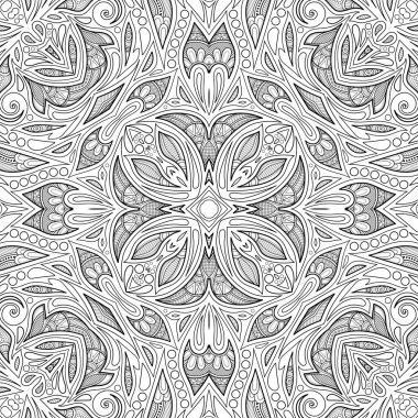 Çiçek etnik motiflerle tek renkli Seamless Modeli