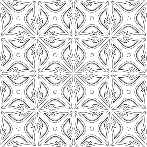 Patrón monocromo sin costura con motivos étnicos florales — Vector de stock