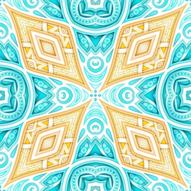 Çiçek etnik motiflerle Dikişsiz desen renkli