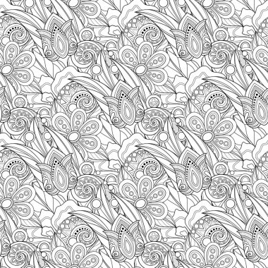 Çiçek motifli tek renkli Seamless Modeli