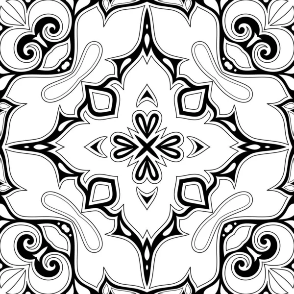 Monokrom sömlösa mönster med mosaik motiv — Stock vektor