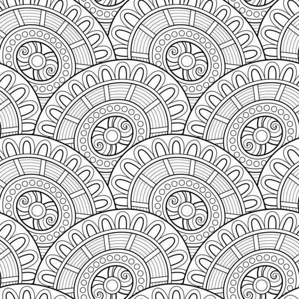 Monochroom naadloze patroon met schaal motieven — Stockvector