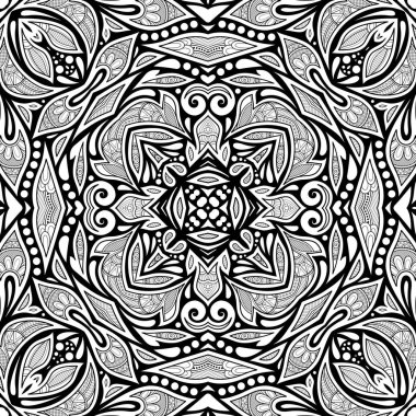 Çiçek etnik motiflerle tek renkli Seamless Modeli