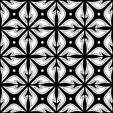 Paisley Bahçe Tarzı Çiçek Etnik Motif ile Monokrom Sonsuz Doku. Basit Boyama Kitabı Sayfası. Vektör Kontur İllüstrasyon