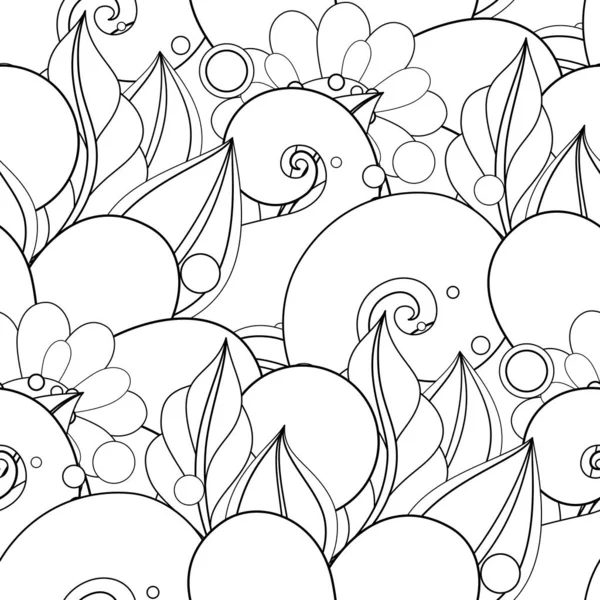 Patrón Monocromo Sin Costura Con Motivos Florales Textura Sin Fin — Vector de stock