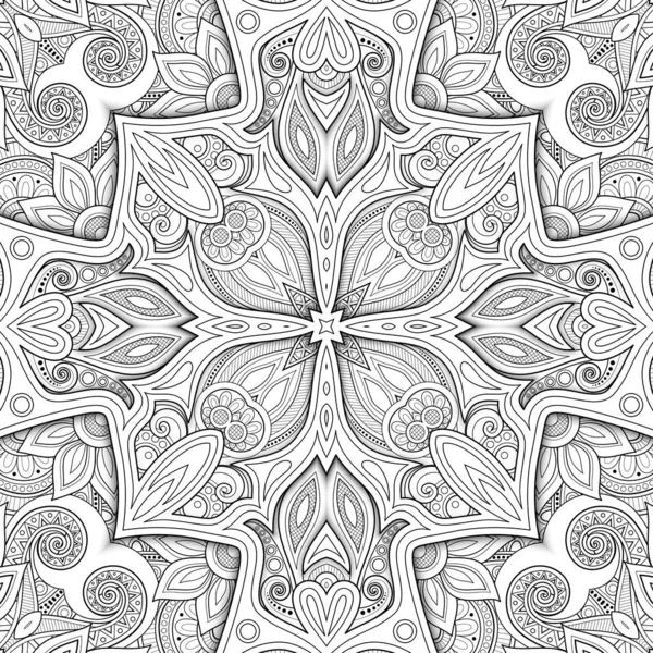 Modèle Sans Couture Monochrome Avec Motif Mosaïque Texture Florale Sans — Image vectorielle