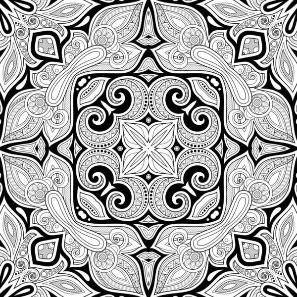 Modèle sans couture monochrome avec motif mosaïque — Image vectorielle