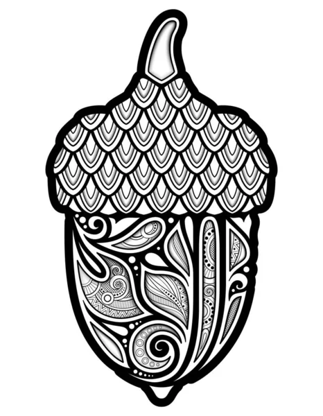Acorn decorativo monocromo — Vector de stock