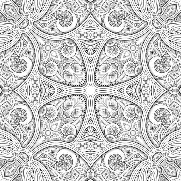 Modèle sans couture monochrome avec motif mosaïque — Image vectorielle