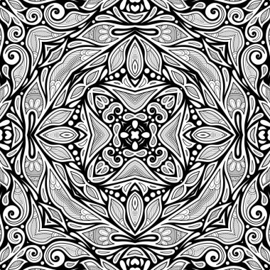 Çiçek etnik motiflerle tek renkli Seamless Modeli