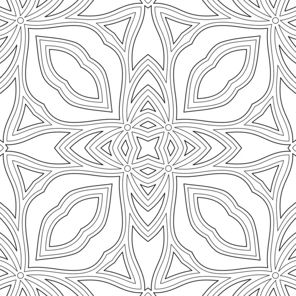 Monochrome Seamless Pattern with Floral Ethnic Motif — Stock Vector