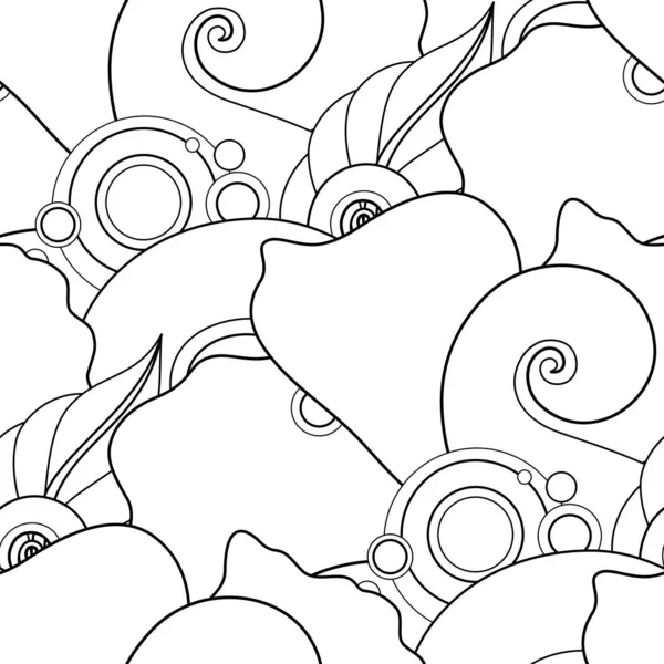 Монохромный Бесшовный Платок Цветочными Мотивами Бесконечная Текстура Цветами Листьями Стиле — стоковый вектор