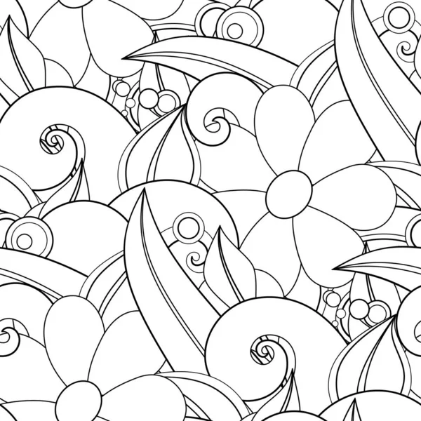 Монохромный Бесшовный Платок Цветочными Мотивами Бесконечная Текстура Цветами Естественный Фон — стоковый вектор