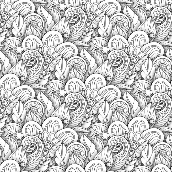 Nahtloses monochromes Muster mit floralen Motiven — Stockvektor