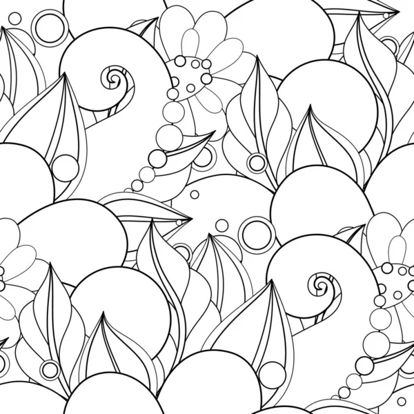 Монохромный бесшовный платок с цветочными мотивами — стоковый вектор