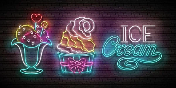 Affiche vintage avec boules de crème glacée en vase et popsicle en tasse , — Image vectorielle