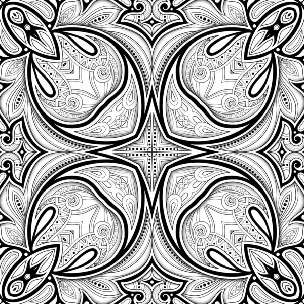 Monochrome Seamless Pattern with Mosaic Motif — Stock Vector