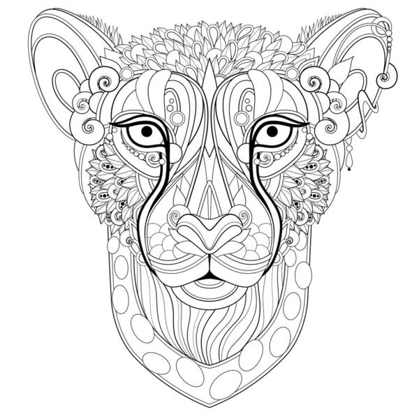 Gheetah decorativo adornado, cabeza de animal salvaje — Vector de stock