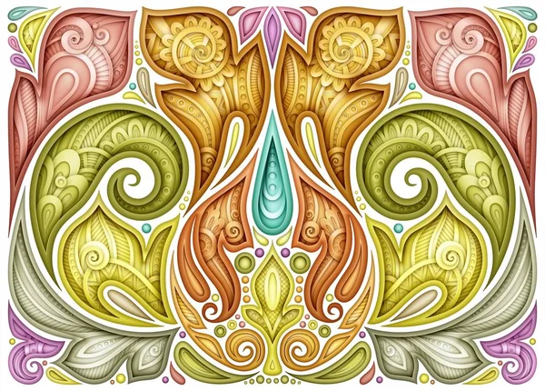 Fundo Floral Colorido Paisley Garden Estilo Indiano Composição Decorativa Com — Vetor de Stock