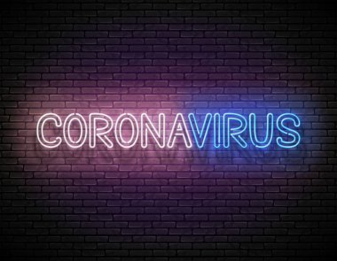 Coronavirus yazıtlı Parlak Pano. Pandemik bilgilendirme için şablon. 3d vektör illüstrasyonu