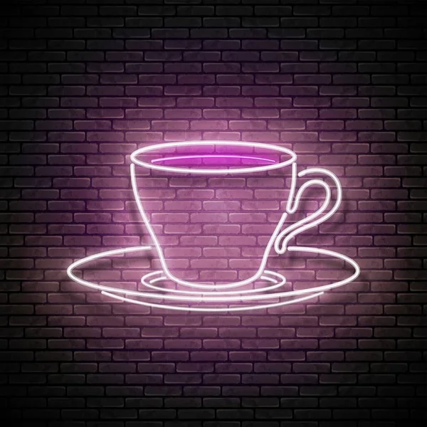 コーヒーを飲みながらヴィンテージグロー看板 カフェラベルのコンセプト — ストックベクタ