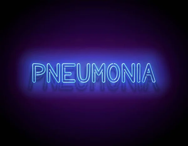Papan Penunjuk Cahaya Dengan Pneumonia Inskripsi Templat Untuk Informasi Pandemik - Stok Vektor