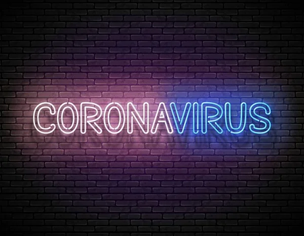 Glow Signboard Coronavirus Inscription Template Prevent Informing — 스톡 벡터