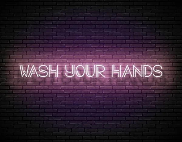 Светящаяся Доска Надписью Wash Your Hands Загрязнение Коронавируса Биологическая Опасность — стоковый вектор