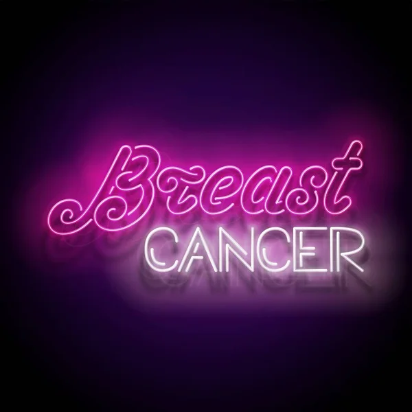 Vintage Glow Signboard Text Breast Cancer Seamless Brick Wall Neon — Stock Vector