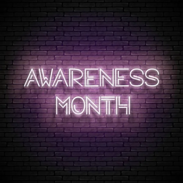 Papan Sinyal Glow Vintage Dengan Inskripsi Awareness Month Informasikan Kanker - Stok Vektor