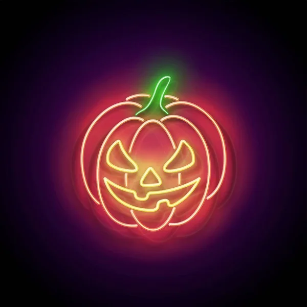 Cartão Saudação Halloween Brilhante Com Abóbora Jack Lantern Modelo Férias — Vetor de Stock