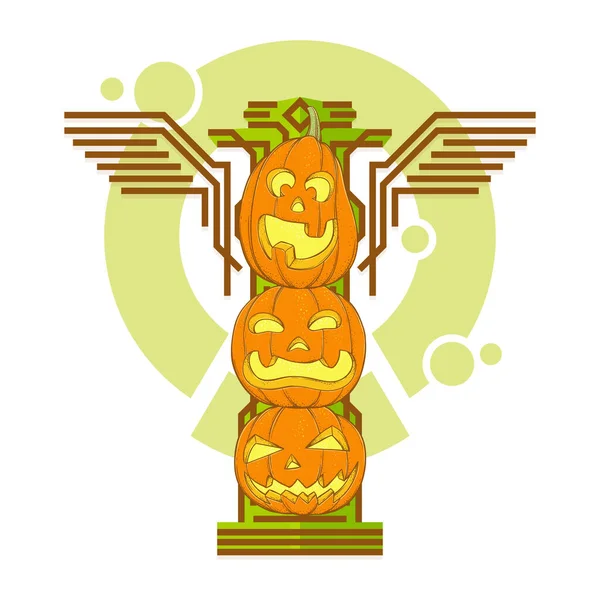 Totem de calabaza de Halloween sobre un fondo blanco — Archivo Imágenes Vectoriales