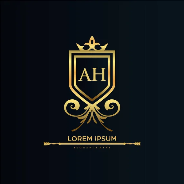 Letter Initial Met Royal Template Elegant Met Kroon Logo Vector — Stockvector