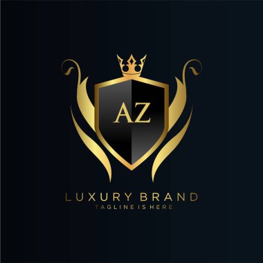 Kraliyet Şablonu ile Harf Baş harfleri. Crown logo vektörü ile zarif, Yaratıcı Harf Logosu Vektörü İllüstrasyonu.
