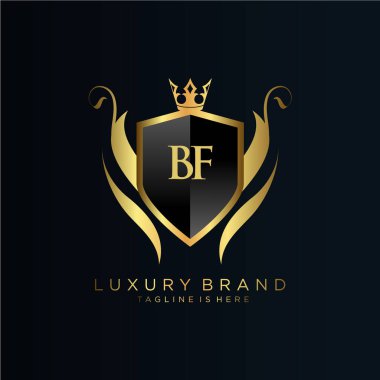 Kraliyet Şablonu ile Harf Baş harfleri. Crown logo vektörü ile zarif, Yaratıcı Harf Logosu Vektörü İllüstrasyonu.