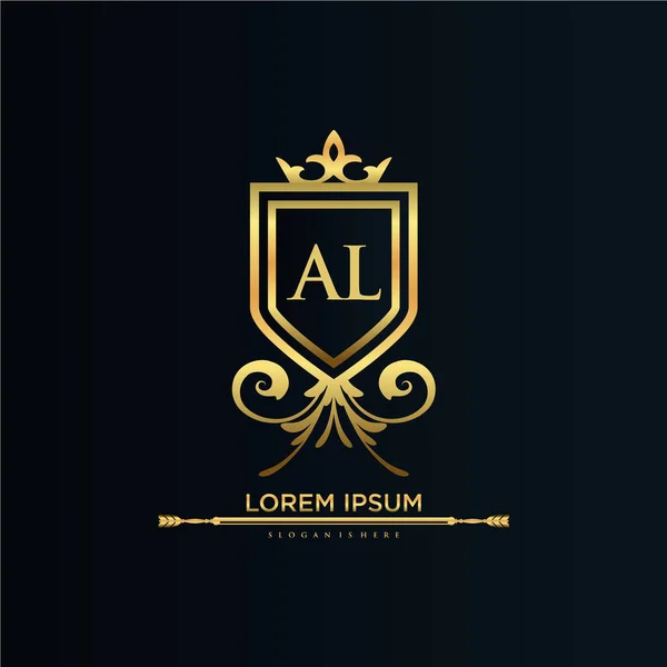 Letra Inicial Con Royal Template Elegant Con Logotipo Corona Vector — Archivo Imágenes Vectoriales